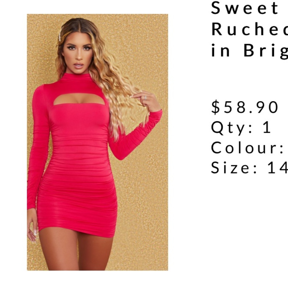 Oh Polly Sweet spot cut out ruched mini dress/Red